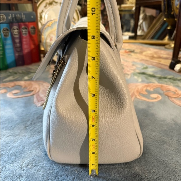 Large Gray Leather Massimo Castelli Tote Shoulder Purse Made in Florence Italy - Picture 13 of 14